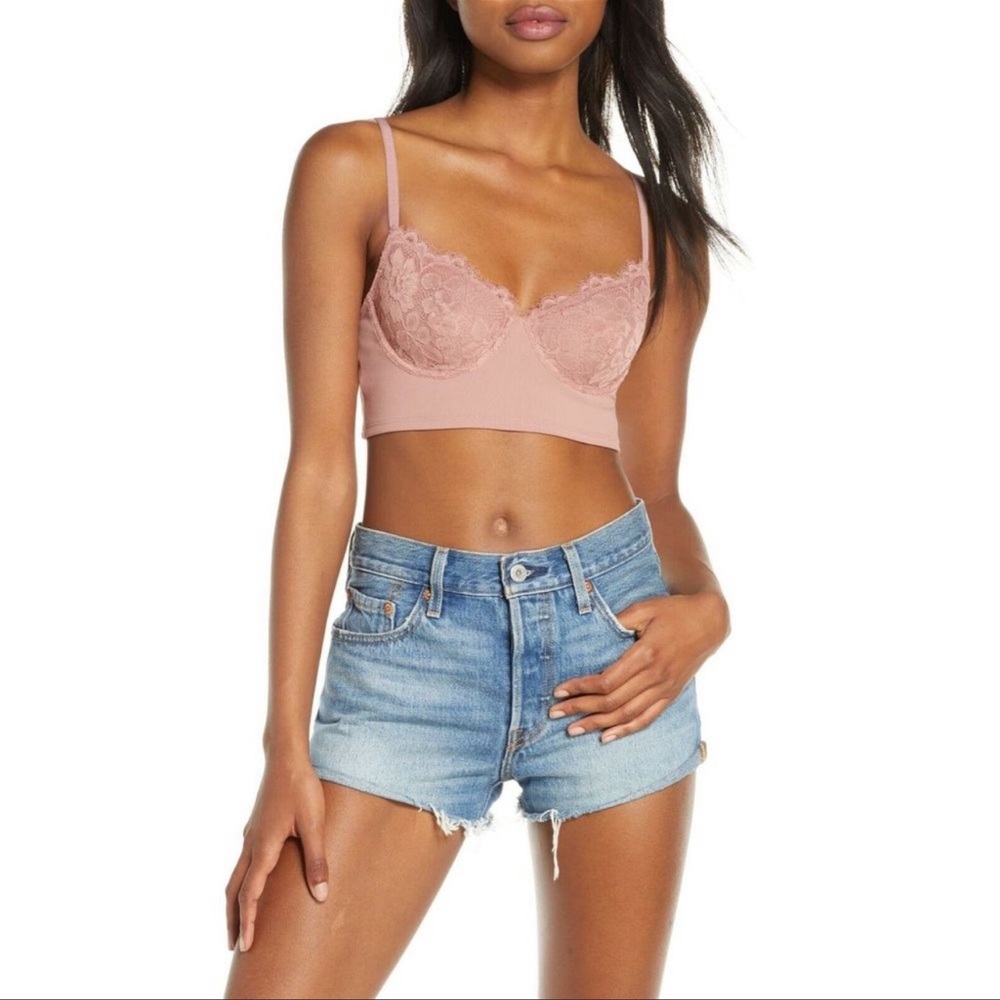 Intimately free people Bianca longline underwire balconette bra rose sz medium